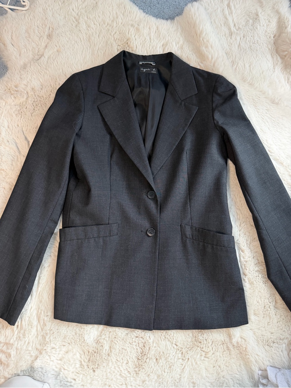 Agnes B. Dark Charcoal Single-Button Blazer and matching pants